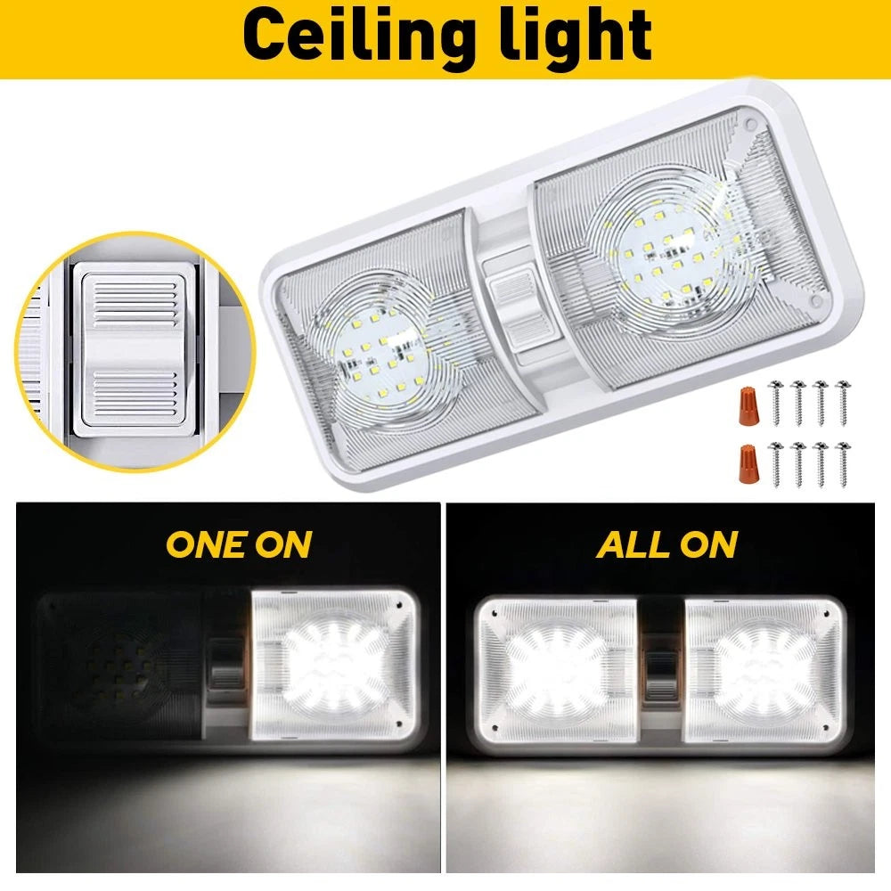 48 LED Ceiling Fixture for RV Camper Trailer Marine (12V)
