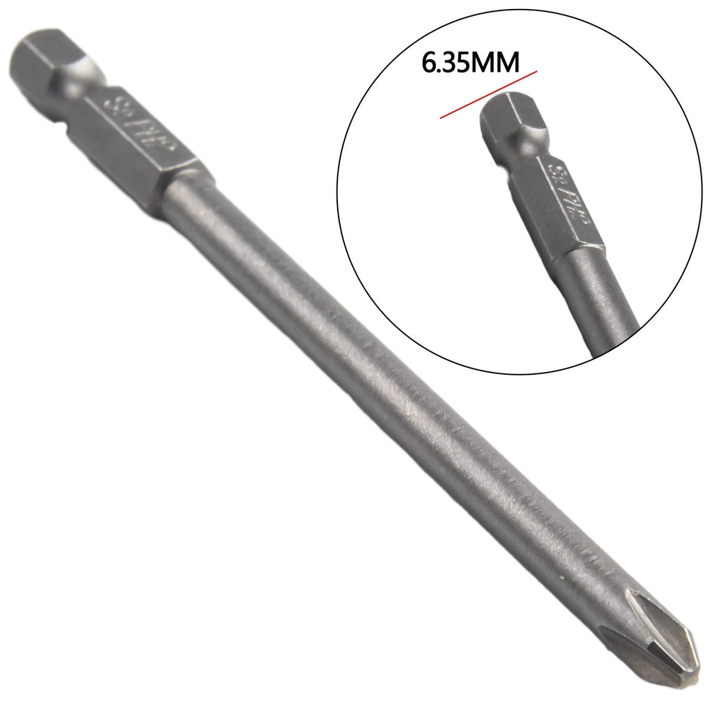 Set of 6 Magnetic Screwdriver Bits 1/4" 100mm Long