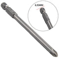 Set of 6 Magnetic Screwdriver Bits 1/4" 100mm Long