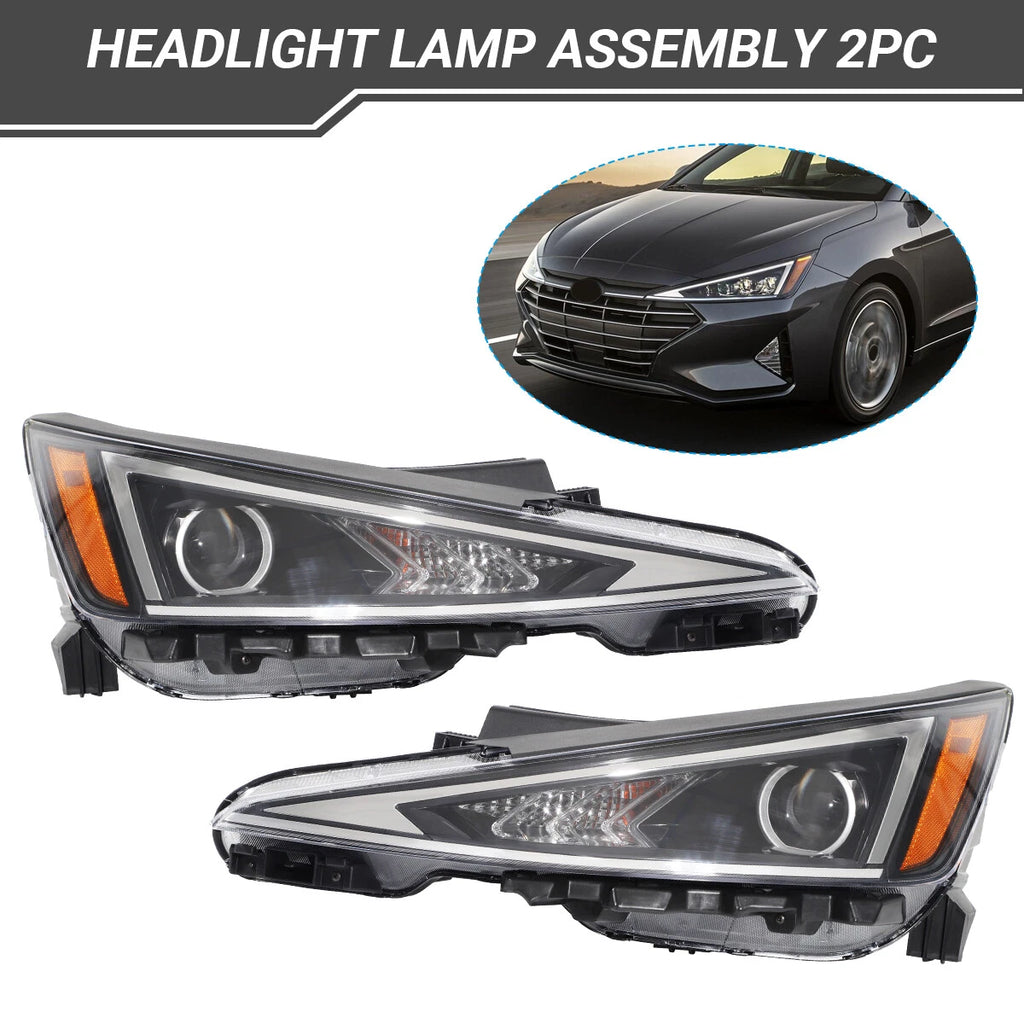 Halogen Headlight Headlamps Set of 2 for Hyundai Elantra (2019–2020)