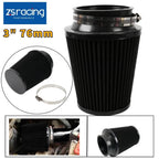 3" 76mm High Flow Inlet Dry Air Filter Cold Air Intake Cone Replacement