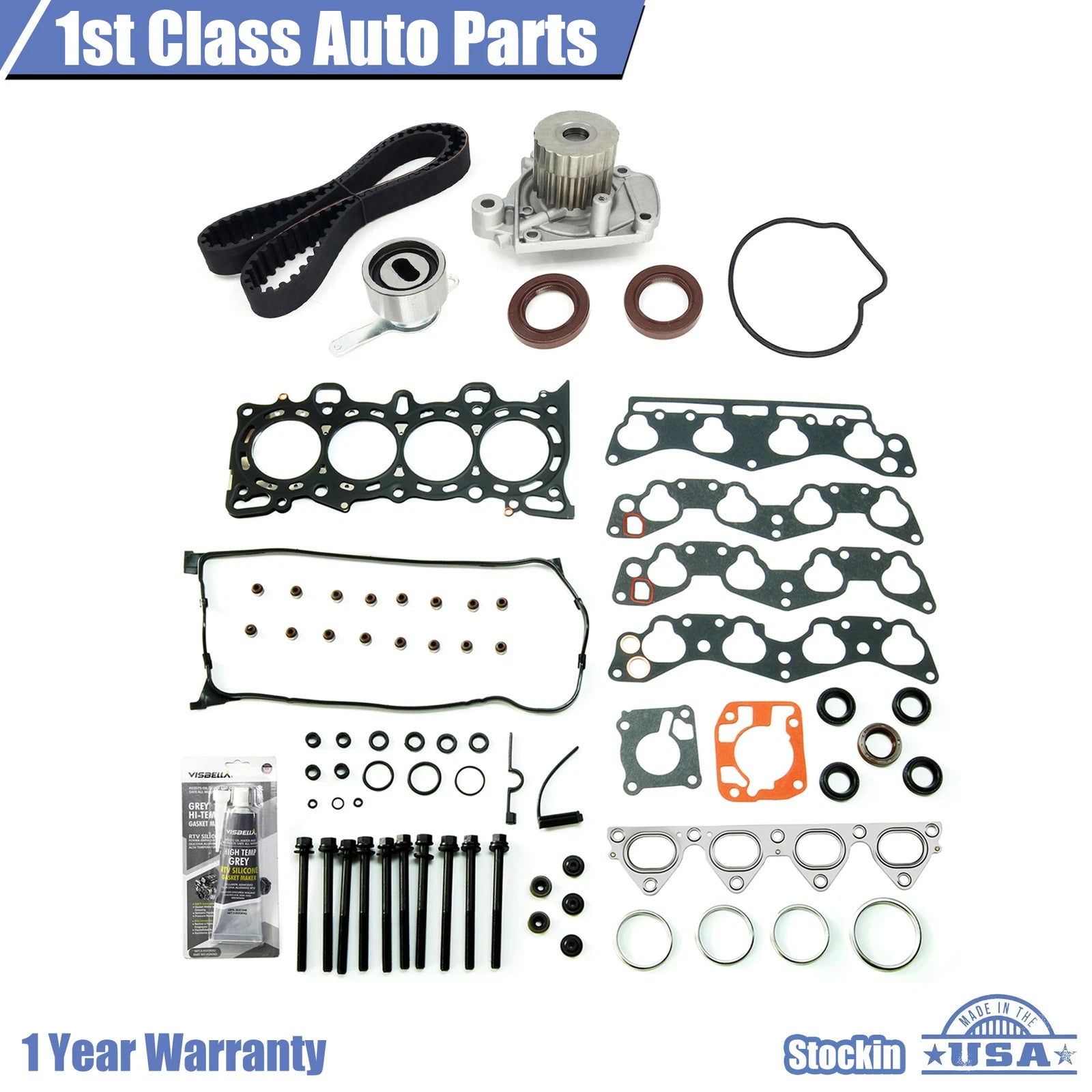 Head Gasket Bolts Set with Water Pump Timing Belt Kit for Honda Civic (1996–2000)