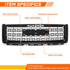 Matte Black Denali Style Mesh Front Grille for GMC Sierra 1500 (2007–2013)