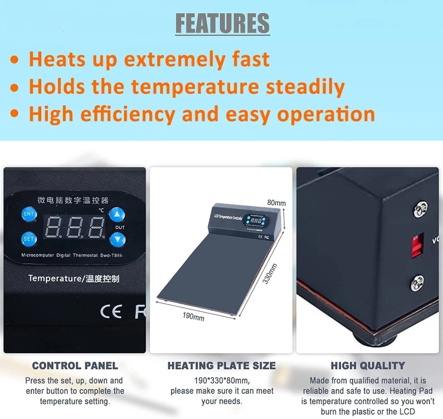 CPB Heating Pad LCD Screen Separator Plate Repair Tool for iPad (2010–2023)
