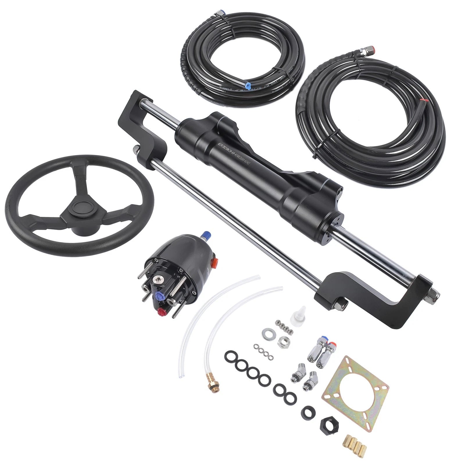 Hydraulic Outboard Boat Steering Kit for Various Models (20ft Hoses)