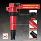 Set of 6 Ignition Coils & Iridium Spark Plugs for Hyundai Sonata