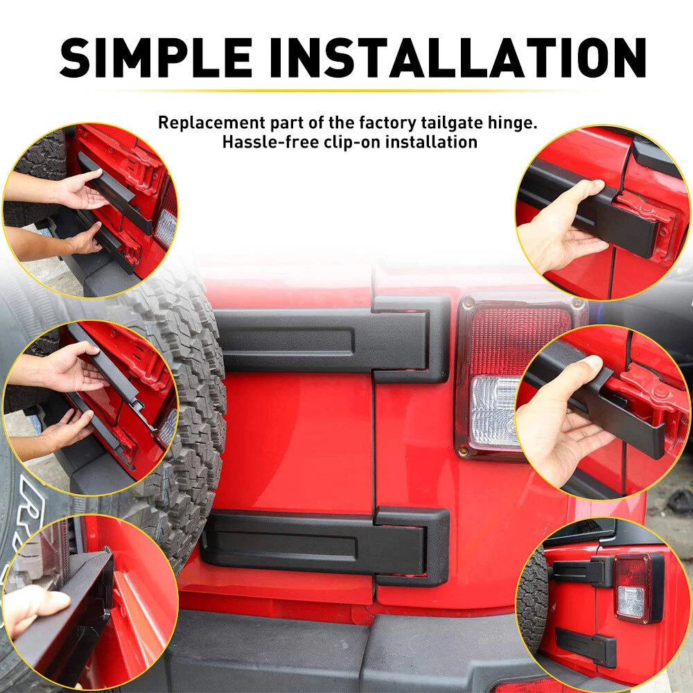 2Pcs Rear Tailgate Hinge Covers for Jeep Wrangler JK (2007-2018)