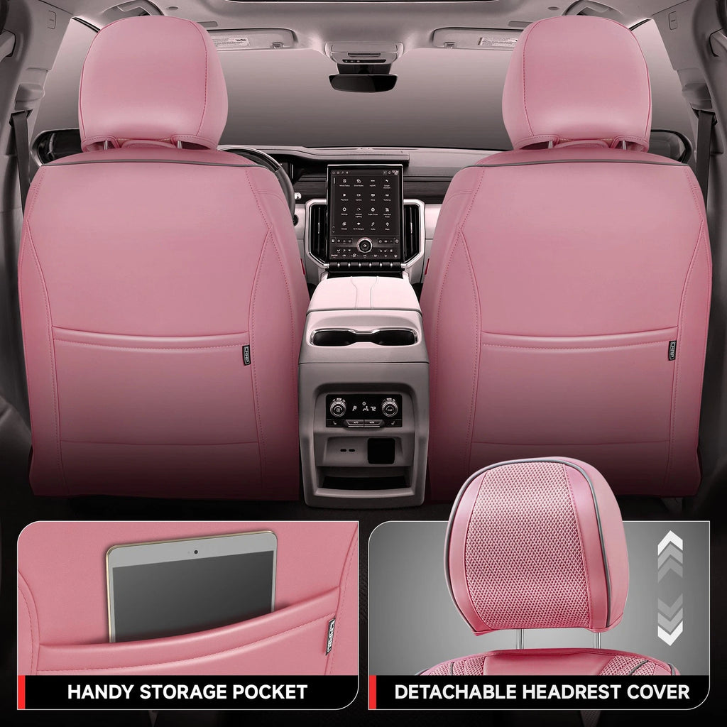 Set of 2 Diamond Stitch Mesh Fabric Front Seat Covers for Universal Fit