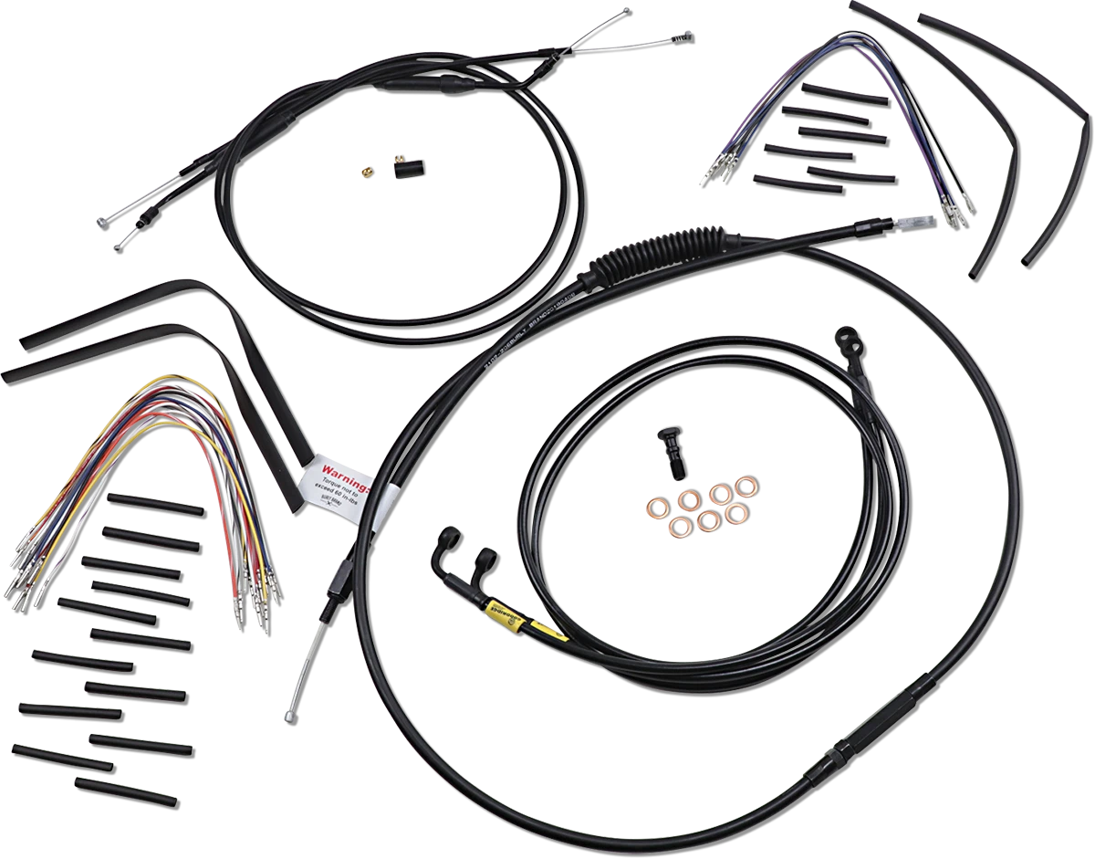 Complete Black Vinyl Handlebar Cable/Line Kit for Ape Hangers (12")