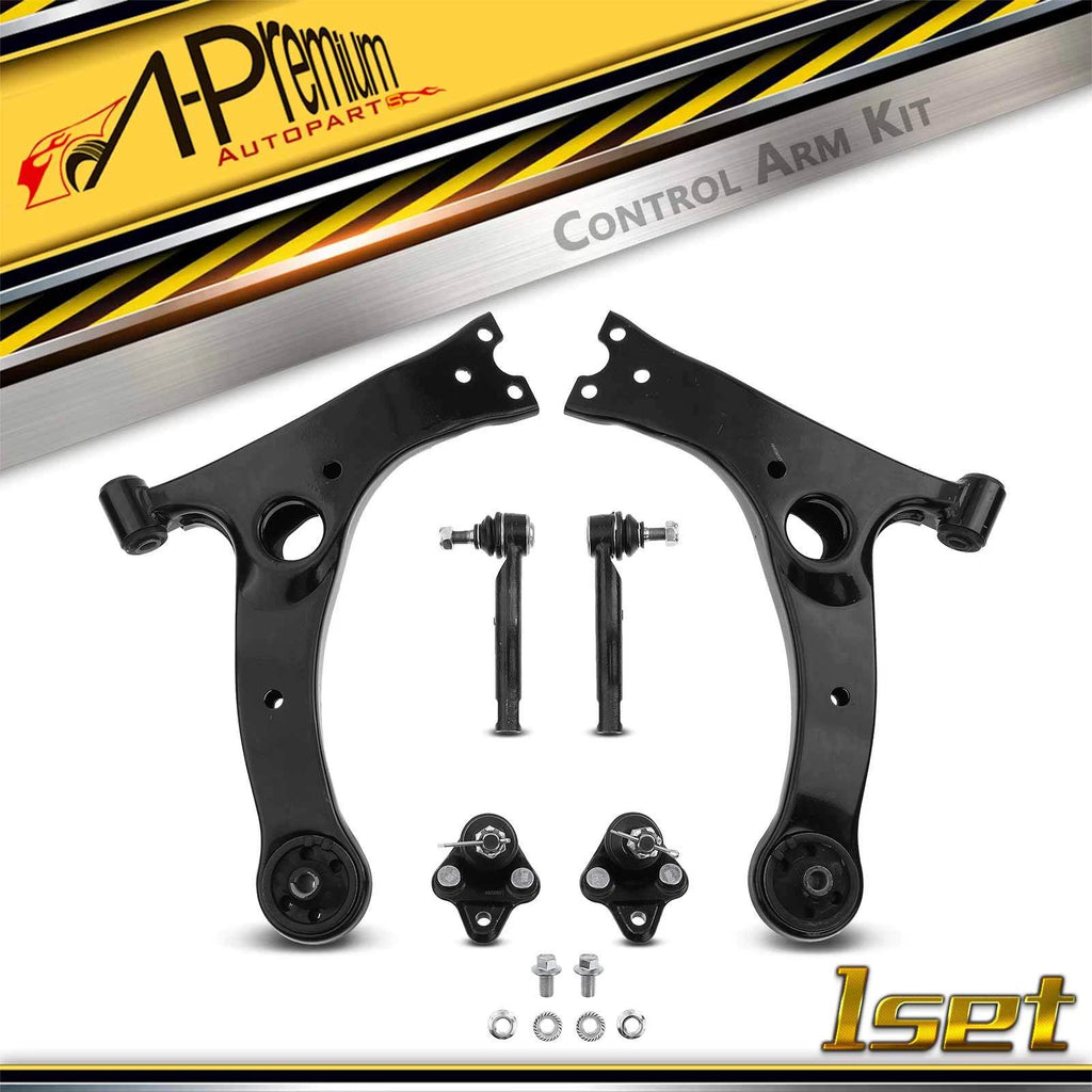 6x Front Lower Control Arm w/ Ball Joint & Tie Rod End for Toyota Corolla (2003-2008)