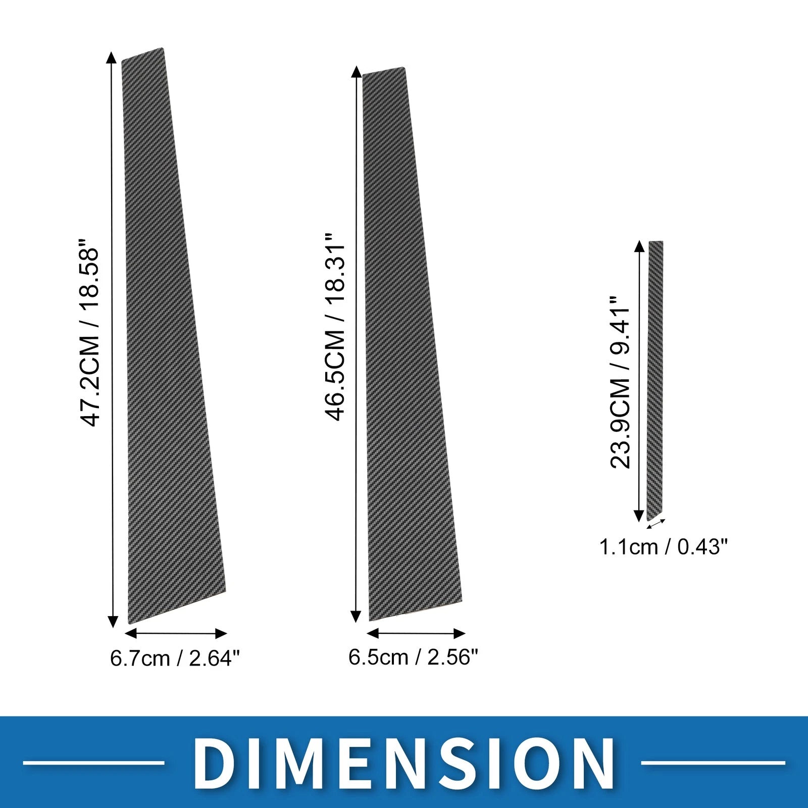 Set of 6 Door Pillar Window Trim for Toyota Camry (2002–2006) Carbon Fiber