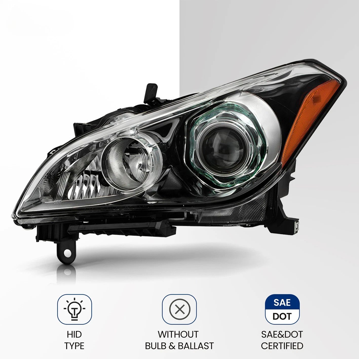 HID Headlight for Infiniti M37 (2011–2014) Black AFS Left