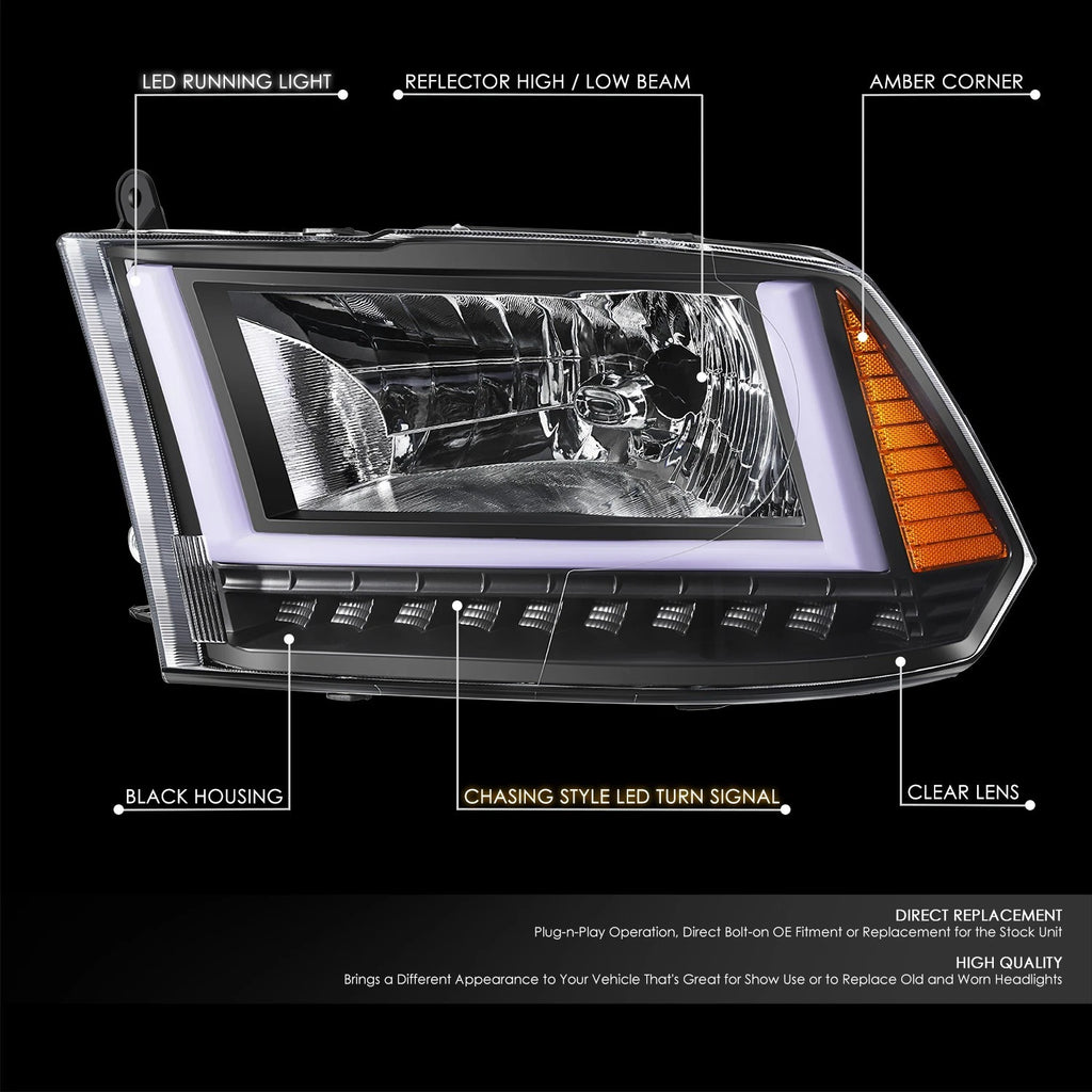 U-LED DRL Sequential Turn Signal Headlights for RAM 1500 (2009–2024)