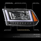 U-LED DRL Sequential Turn Signal Headlights for RAM 1500 (2009–2024)
