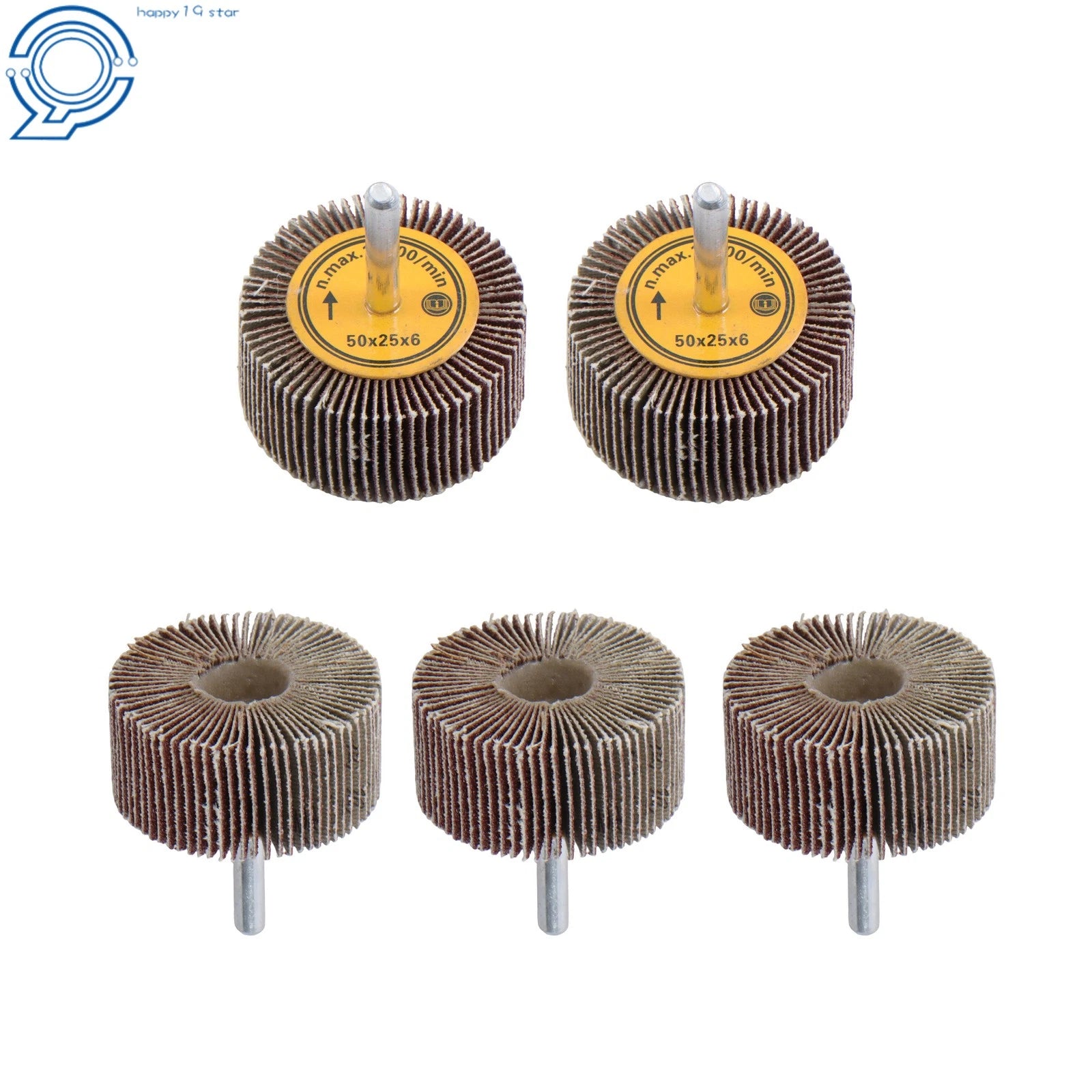 5 Pack Flap Wheels 2" x 1" x 1/4" Shank 120 Grit Aluminum Oxide
