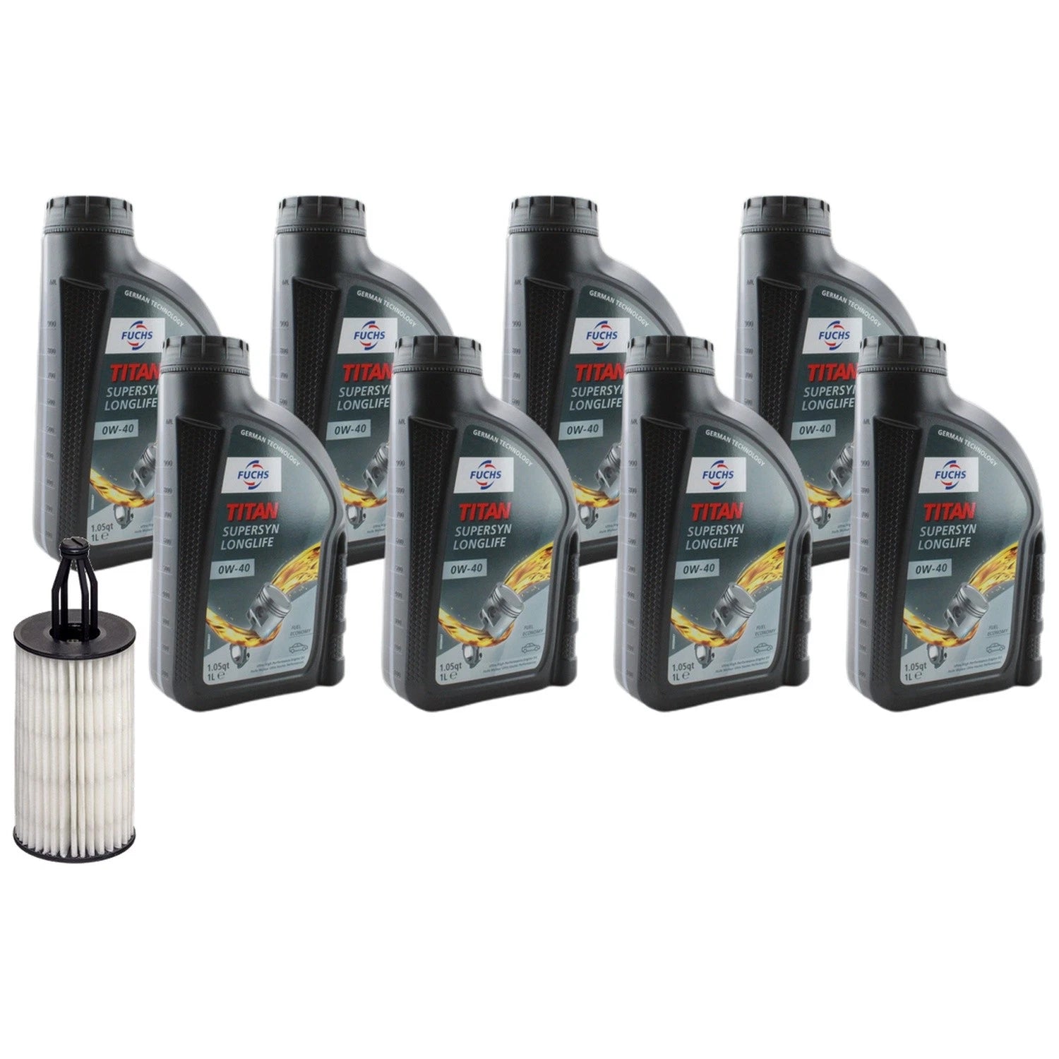 Engine Oil Change Kit 8L Fuchs TITAN SuperSyn LL 0W-40 for W222 W251
