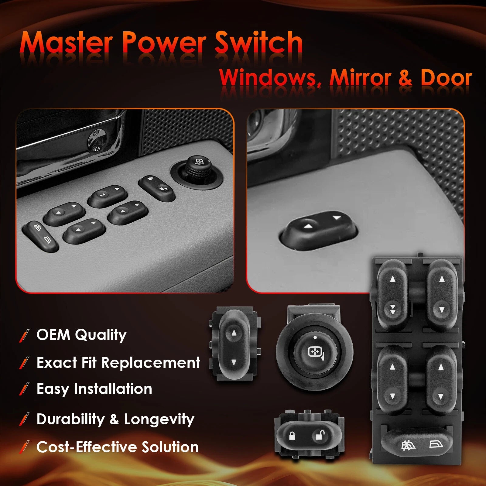Power Window Mirror Door Lock Switch for Ford F-150, Lincoln Mark LT (2004-2008)