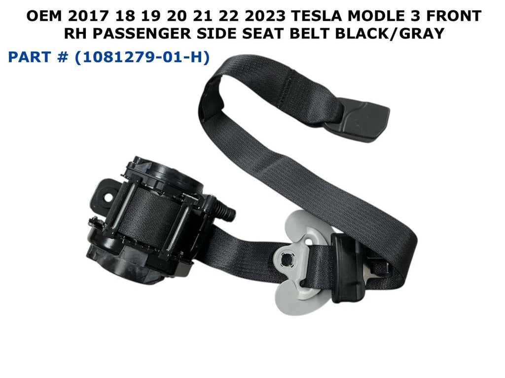 Front Right Side Seat Belt for Tesla Model 3 (2017–2023) 1081279-01-H, Black