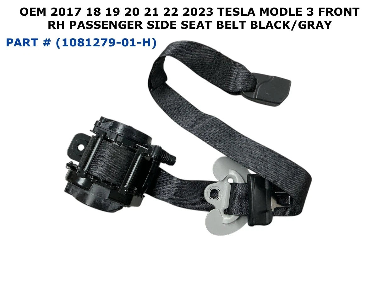 Front Right Side Seat Belt for Tesla Model 3 (2017–2023) 1081279-01-H, Black