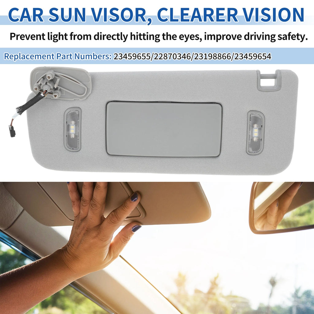 Left Side Sun Visor for Chevrolet Silverado 1500 2500 3500 (2015–2018) Gray