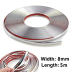 Chrome Polished Moulding Strip Trim 8mm Width 5m for Universal Fit