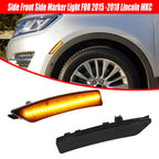 Set of 2 Smoked Lens Amber LED Front Fender Side Marker Lights for Lincoln MKC