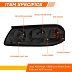 LED DRL Smoked Lens Clear Corner Headlight for Chevy Impala (2000–2005)