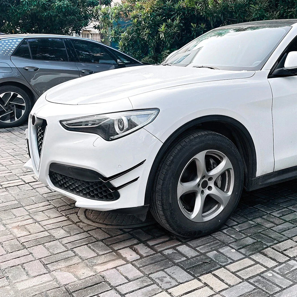 Gloss Black Front Bumper Fin Canards Splitter for Alfa Romeo Stelvio (17–25)