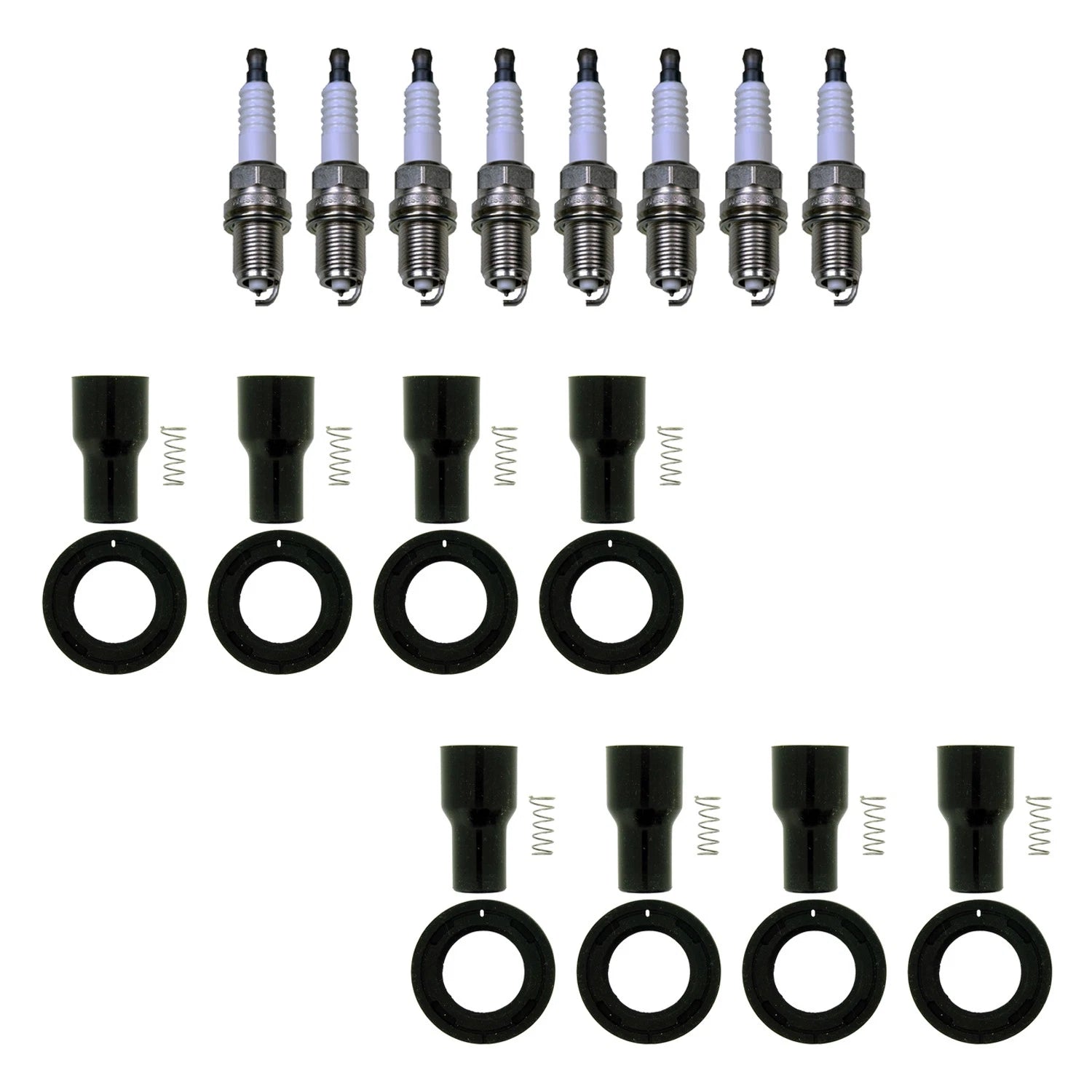 Set of 8 Denso Double Platinum Spark Plugs & NGK Ignition Coil Boot Kit for 4Runner Tundra V8 (2000–2023)