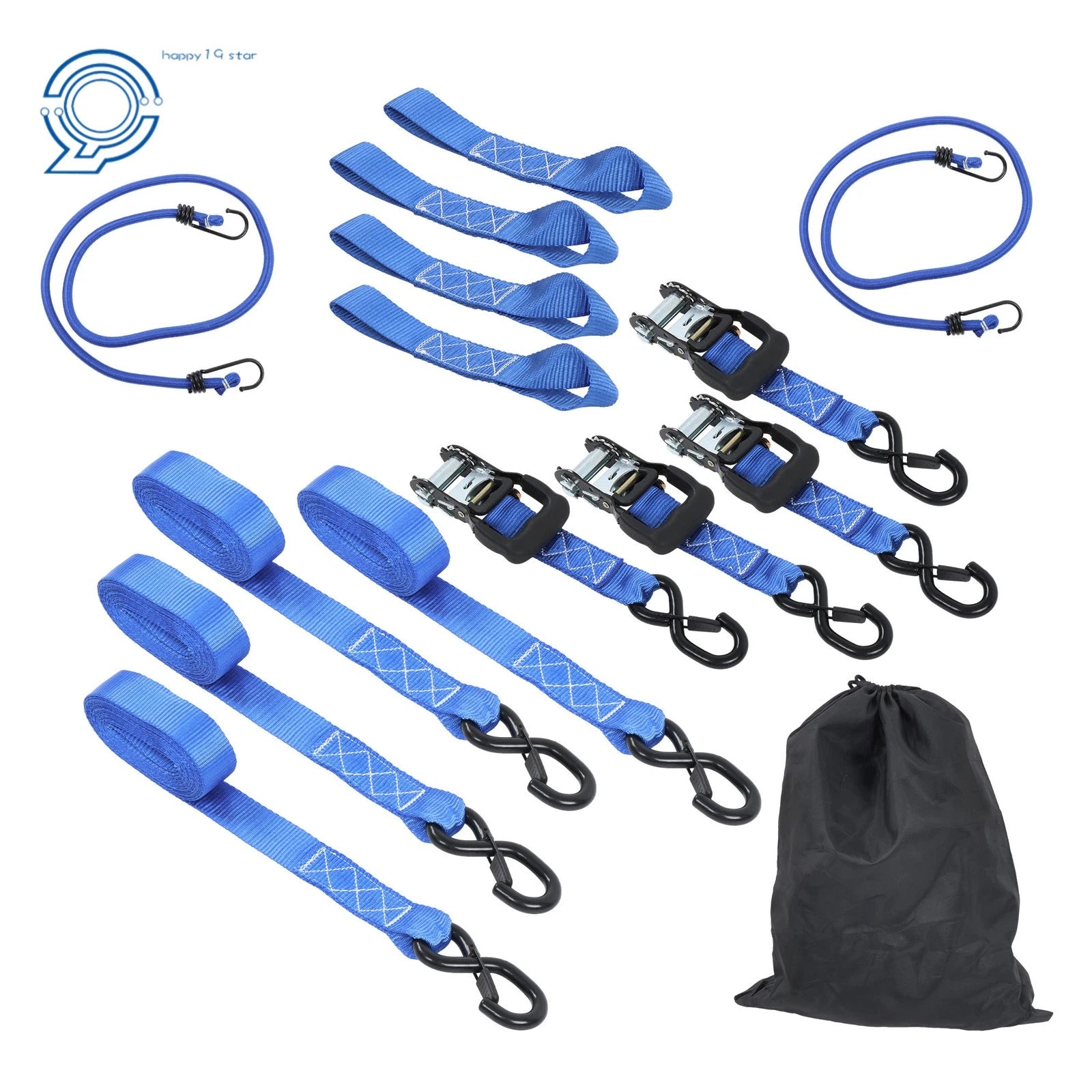 Set of 4 Heavy Duty Ratchet Straps 1.6 Inch x 15 Ft 5208lbs Break Strength
