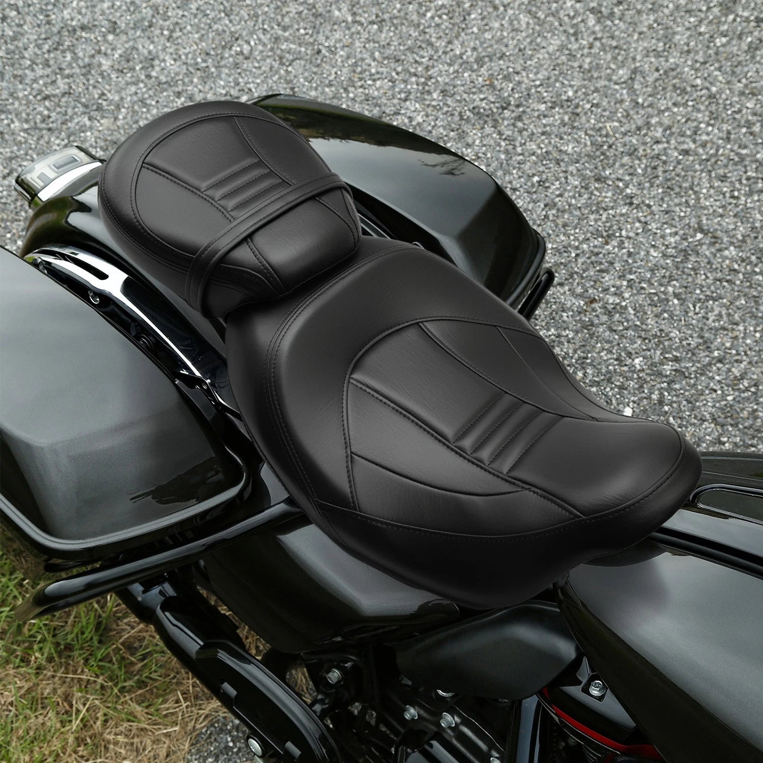 Black Driver Passenger Seat for Harley Touring Road Glide (2009–2023)