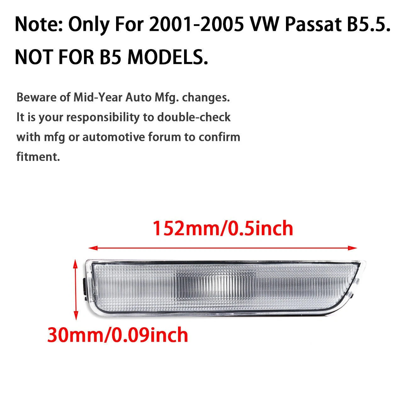 Set of 2 Clear Side Marker Lamps for VW Passat B5.5 (2001–2005)
