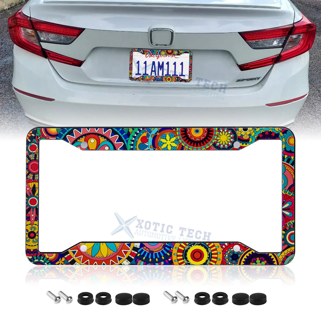 Boho Mandala Universal License Plate Frame for Stainless Steel (2010–2020)