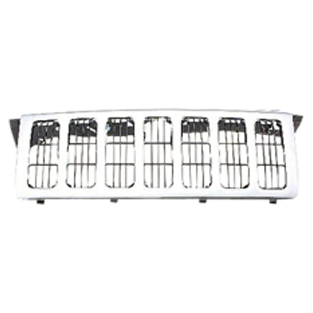 Replacement Chrome Plastic Front Grille w/Vertical Bar Insert