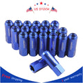 Set of 20 Blue Extended Forged Aluminum Tuner Racing Lug Nuts for JDM Vehicles