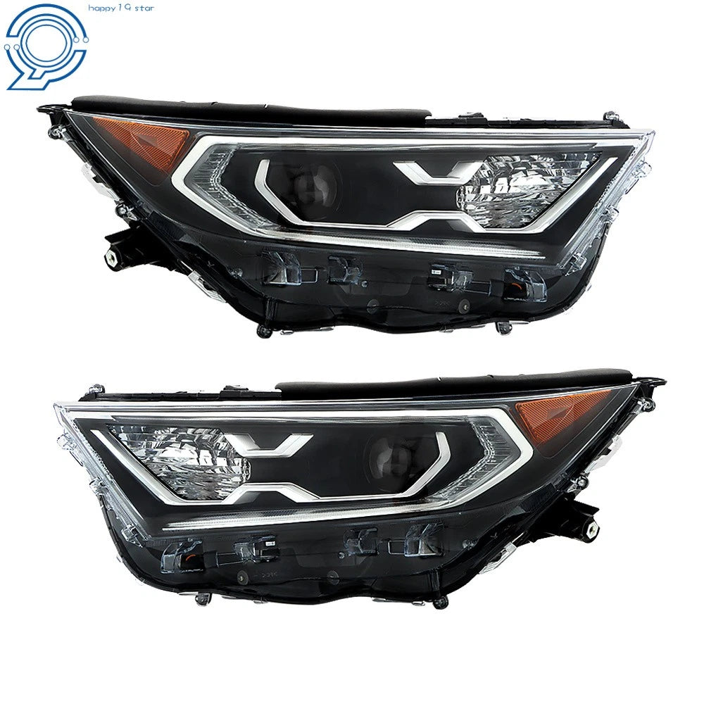 Set of 2 LED Headlights for Toyota RAV4 Hybrid (2019–2022) Black Bezel