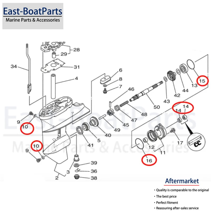 Gearcase Propeller Shaft Repair Seal Kit for Yamaha Outboard (93210-49046)