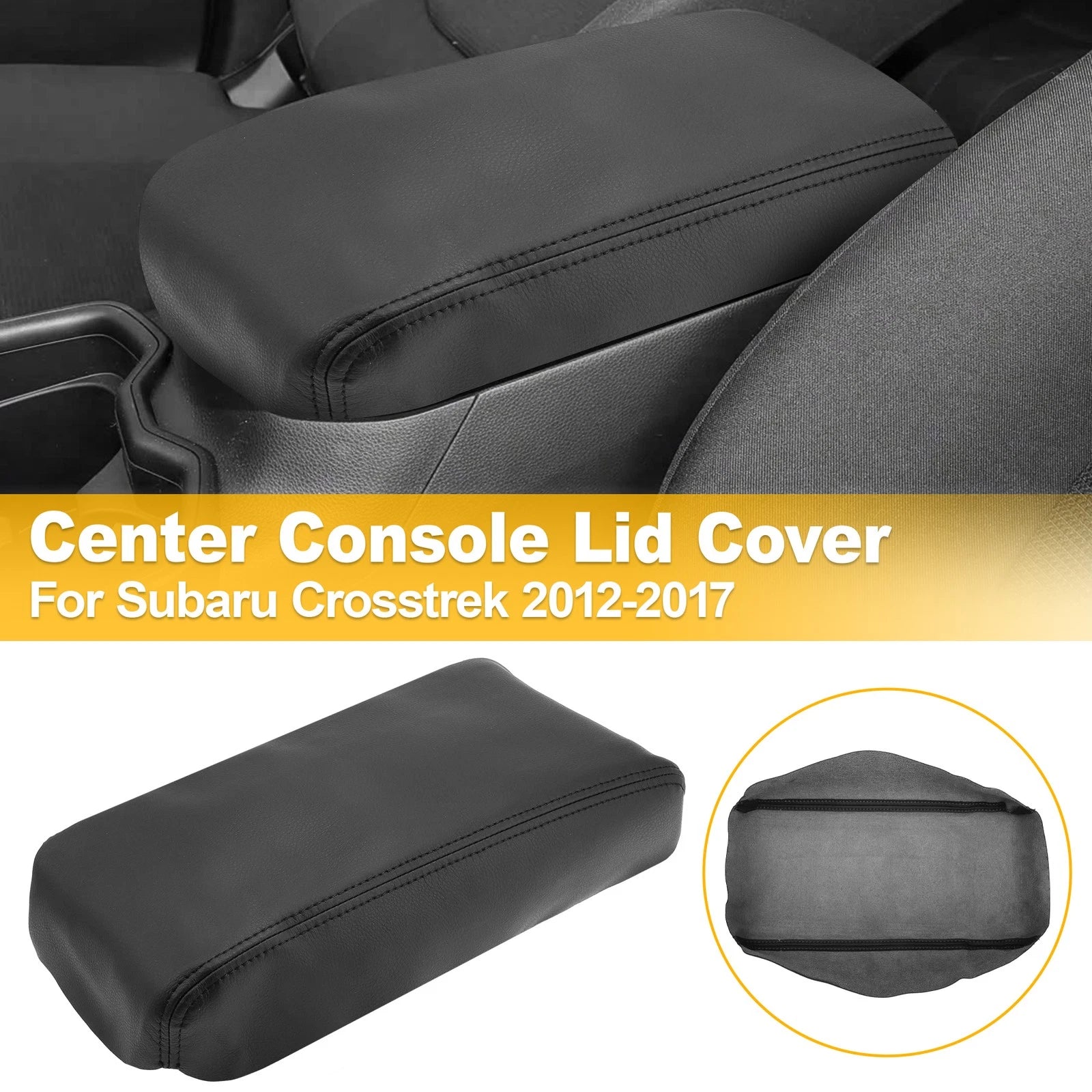 Leather Center Console Lid Armrest Cover for Subaru Crosstrek (2012–2017)
