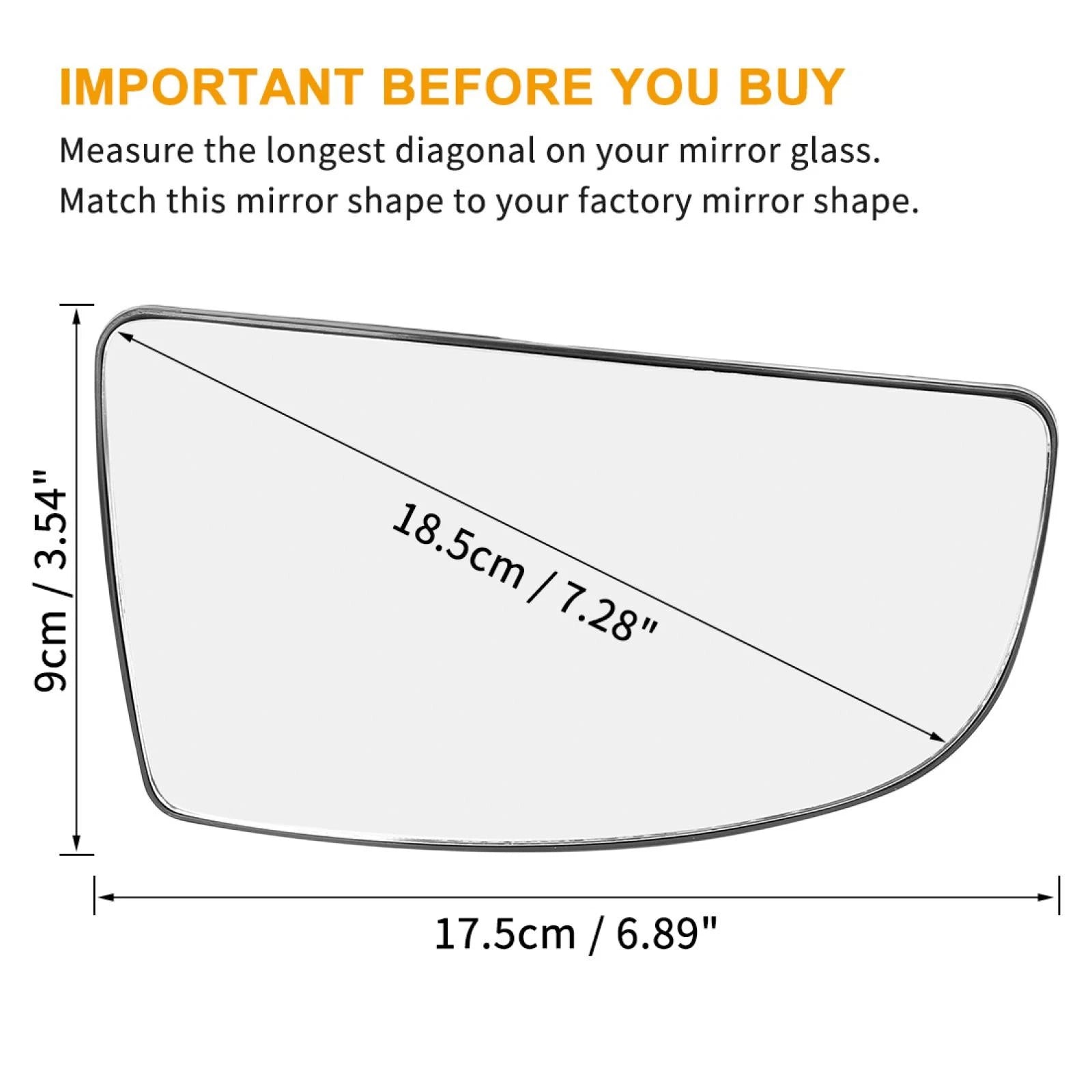 Right Side Mirror Glass with Backing for Ford Transit T150 T250 T350 (2015–2020)