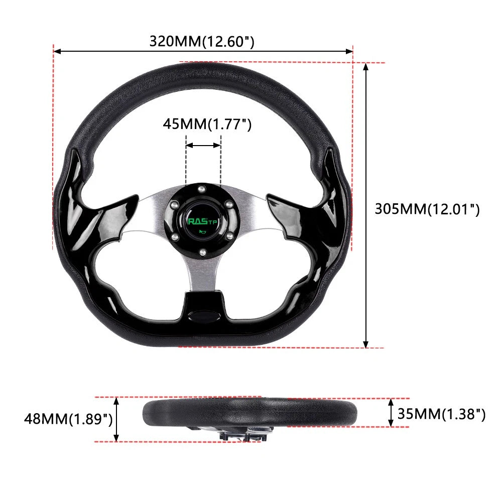 13" Black Steering Wheel with Hub Adapter Kit 174H for Ford Mustang (1984–2004)