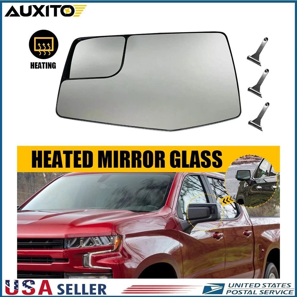 Left Mirror Glass for Chevrolet Silverado 1500, GMC Sierra 1500 (2019–2023)