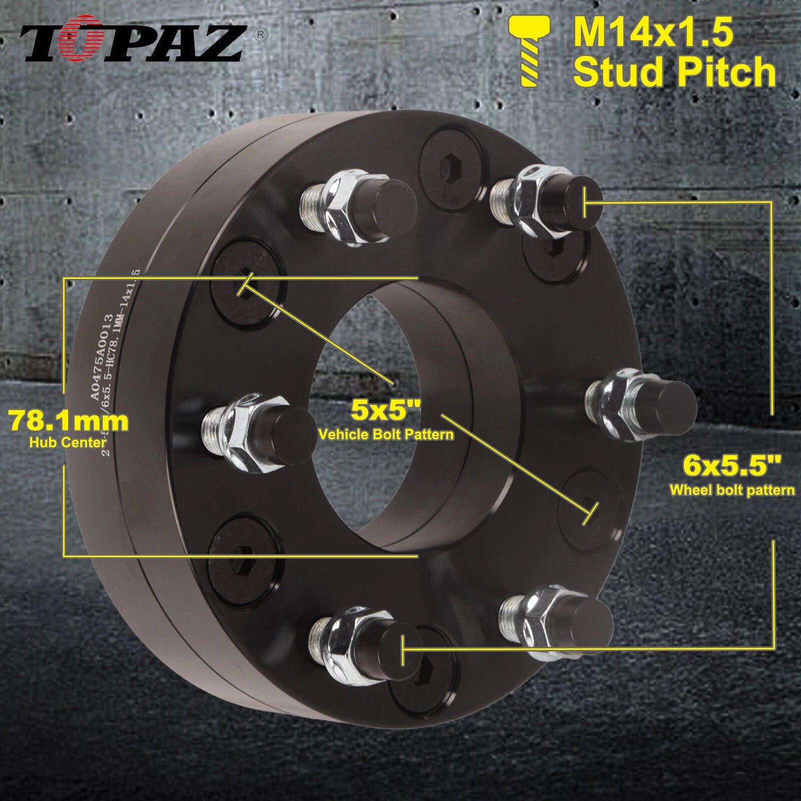 Set of 4 Wheel Adapter Spacers for GMC Chevy 5 Lug to 6 Lug (Fits 5x5 to 6x5.5)