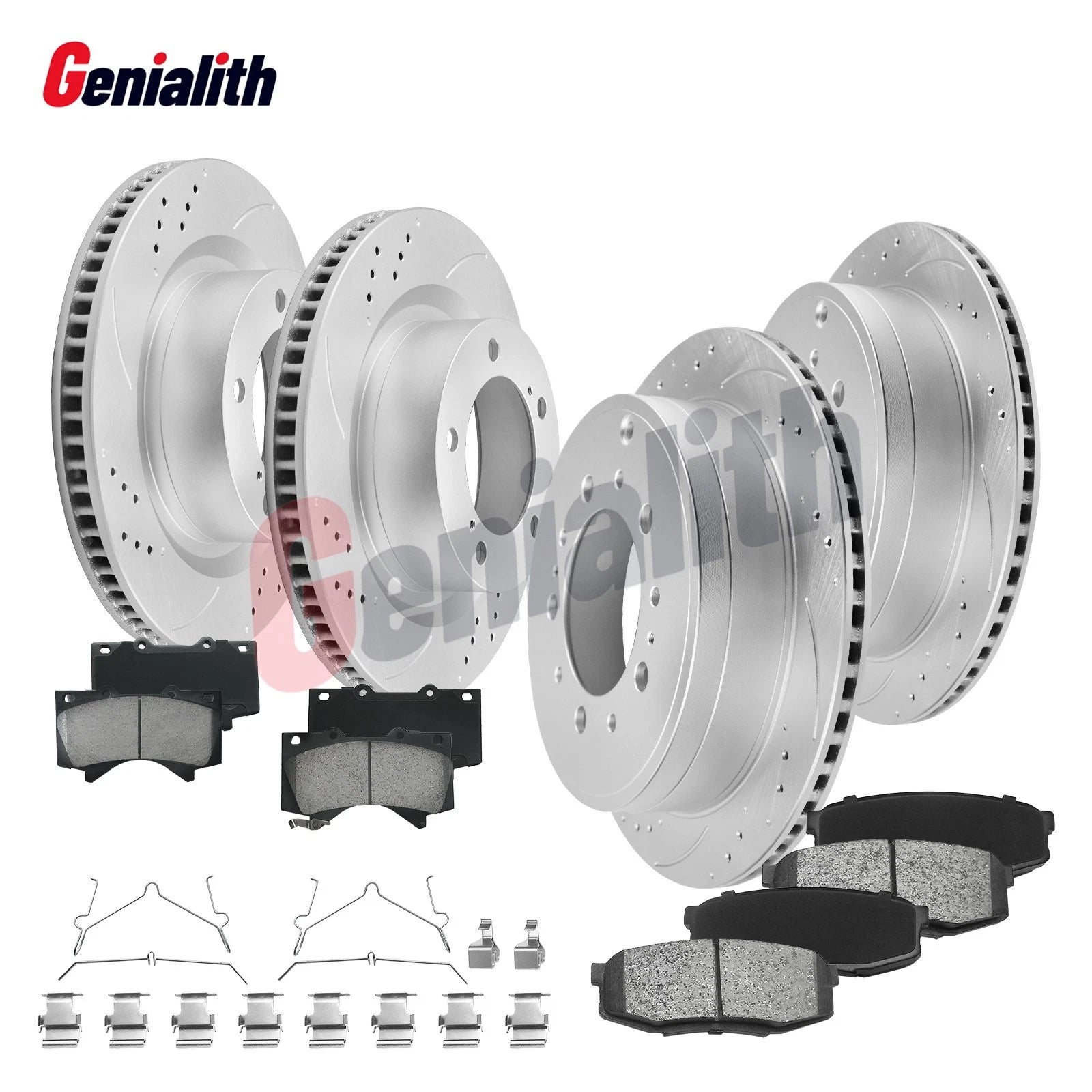 Front Rear Brake Rotors & Ceramic Brake Pads for Land Cruiser Sequoia Tundra LX570 (2008–2021)