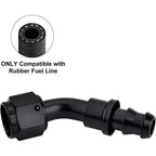 8AN Push Lock Hose Fitting End 45° for Rubber Fuel Line (2015-2025)