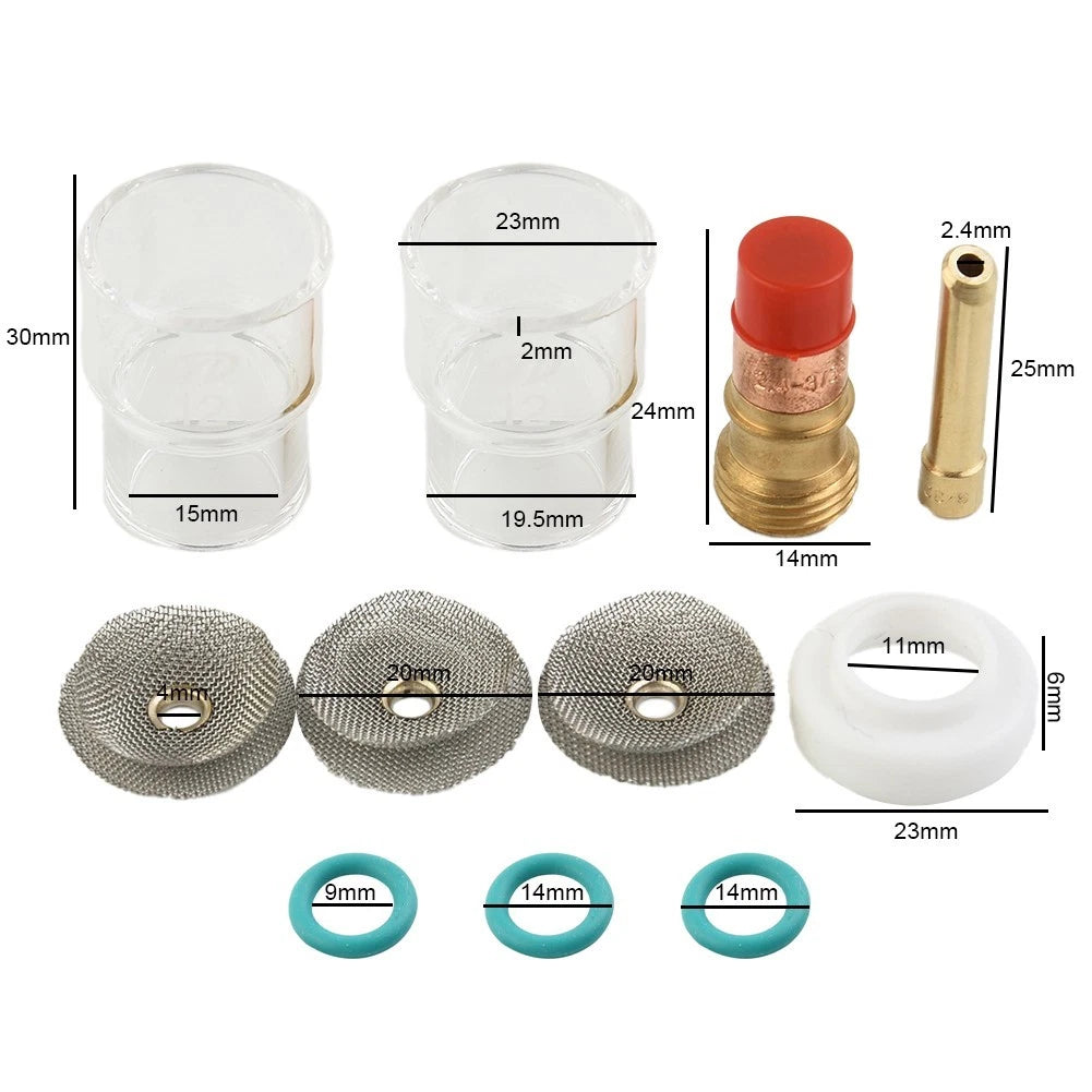 TIG Welding Torch Kit Gas Lens 332 12 Cup 24mm Collet for WP17 WP18 WP26