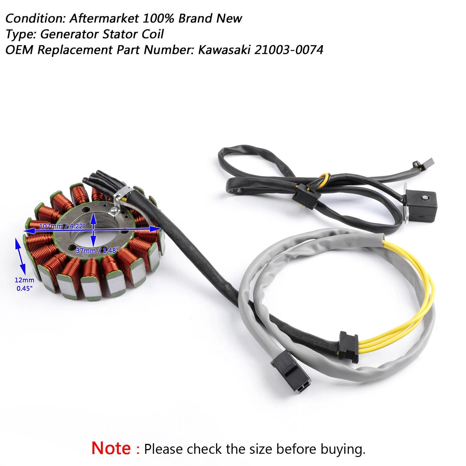 Magneto Generator Stator Coil for Kawasaki EX250 Ninja 250R (2008–2012) 21003-0074