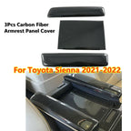 3Pcs Carbon Fiber Armrest Storage Box Trim Cover for Toyota Sienna (2021–2022)