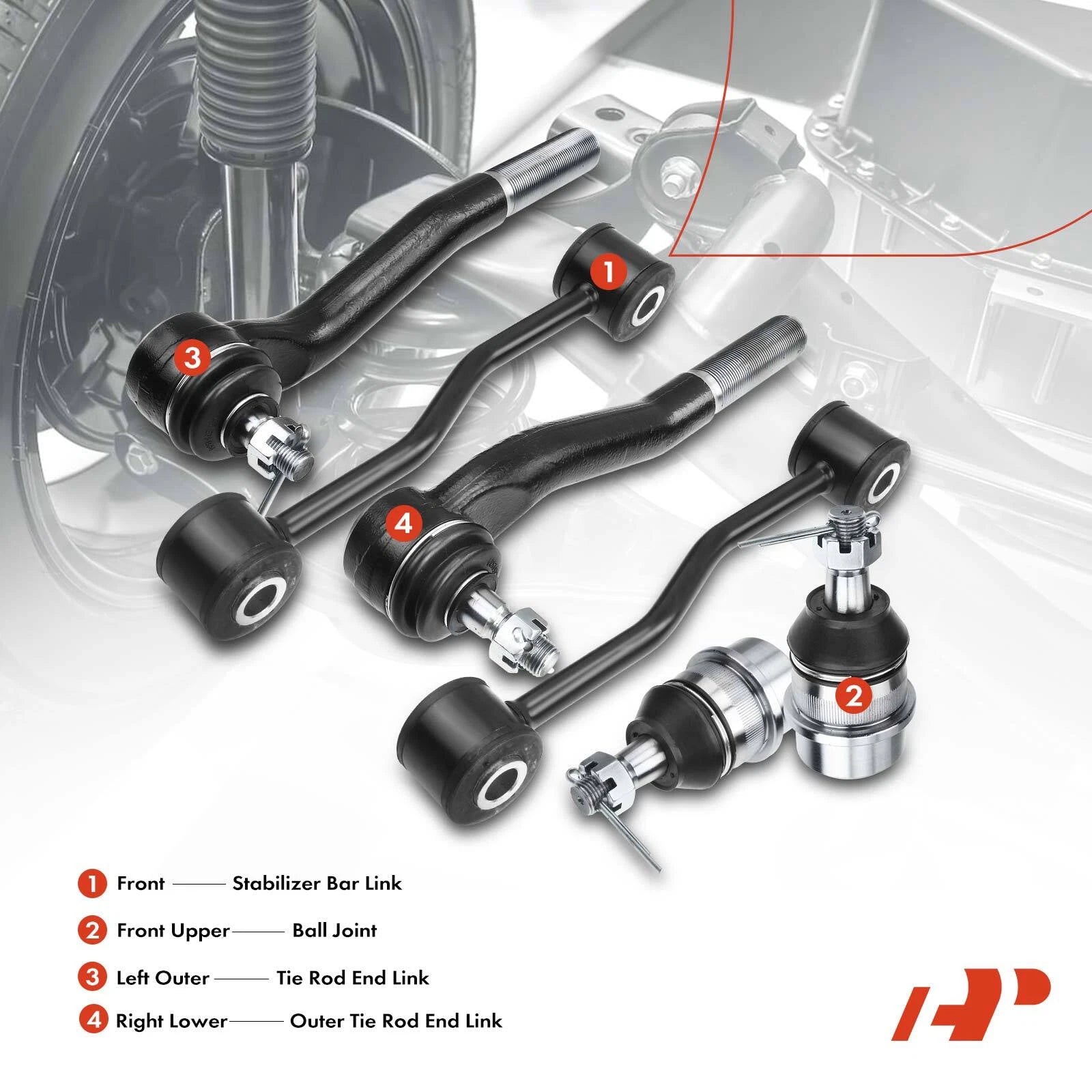 6X Front Sway Bar Tie Rod Ball Joint for Jeep Grand Cherokee (1999–2004)