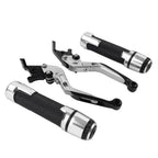Silver Extendable Brake Clutch Levers & Handlebar Grips for Kawasaki Z1000