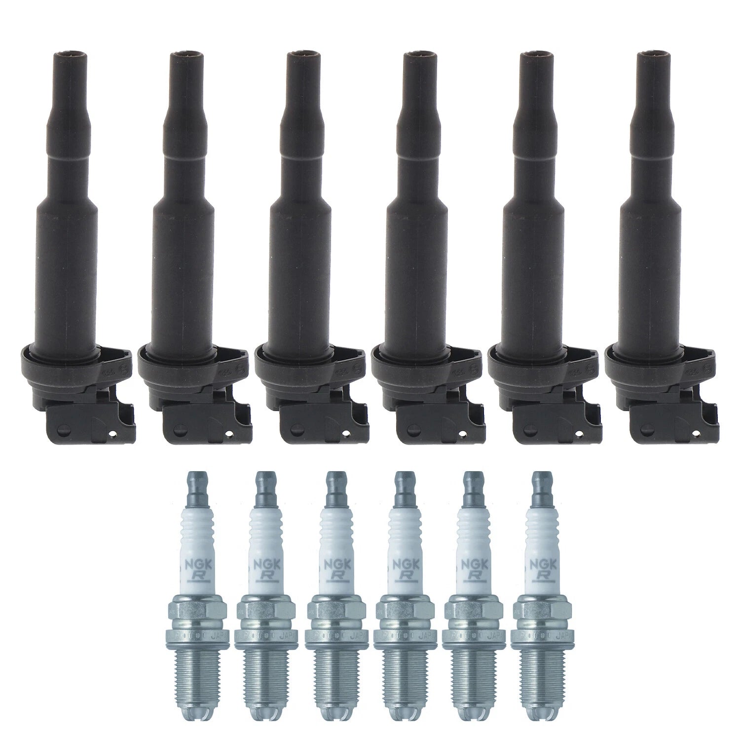 Set of 6 Ignition Coils & NGK Laser Platinum Spark Plugs for BMW E46 E60 E83 E53 (1998–2013)